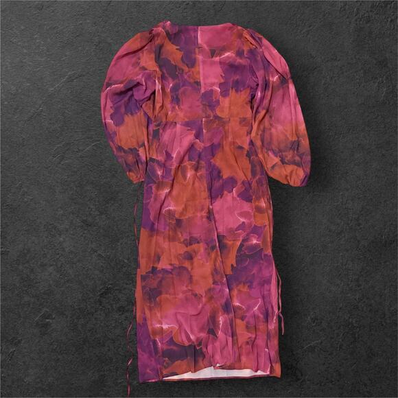 SHOWPO. Artola Front Cut Out Midi Print Long Sleeve Dress NEW - Picture 3 of 7